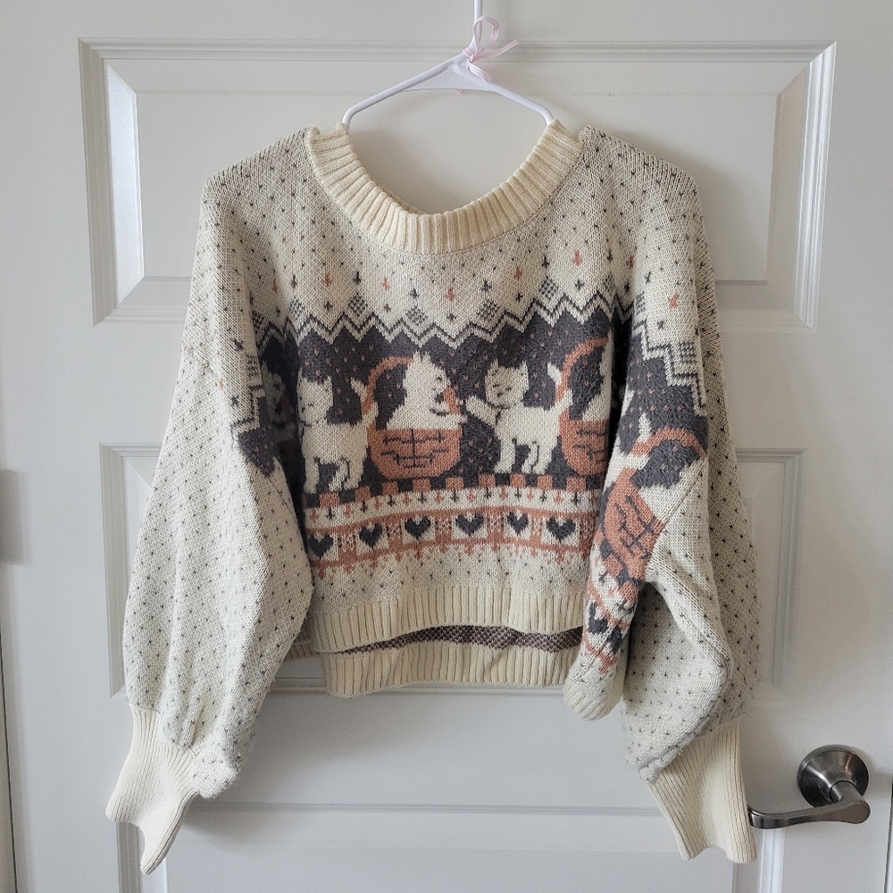 🔴SOLD🔴 Urban Outfitters Cozy Cat Patterned Sweater Women's Size Medium